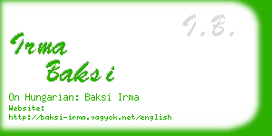 irma baksi business card